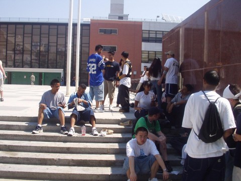 front steps of bronx science (suhaibz in this pic too)